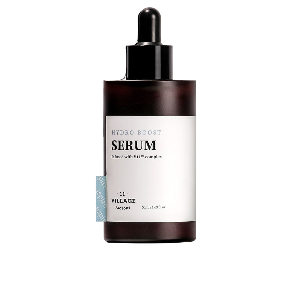 50 ml clear bottle of lightweight hyaluronic serum with botanical extract imagery