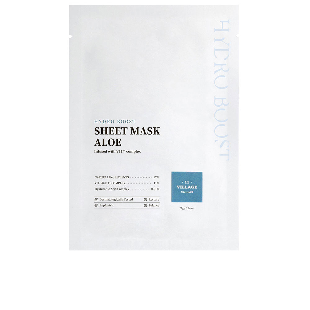 Single-use bamboo sheet mask sachet, 21 g, aloe and hyaluronic serum