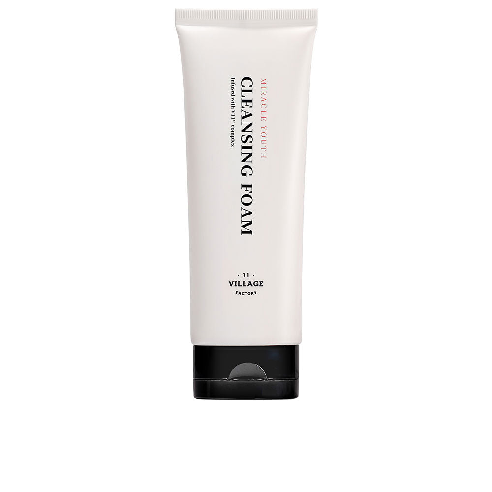 White 100 ml foaming cleanser bottle; creamy foam texture, retinol and niacinamide details