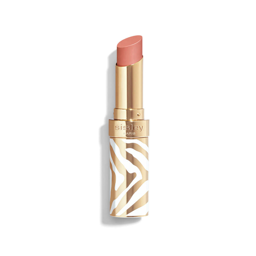 Rechargeable glossy lipstick in white and gold zebra case, 3 g, sheer rosy shade