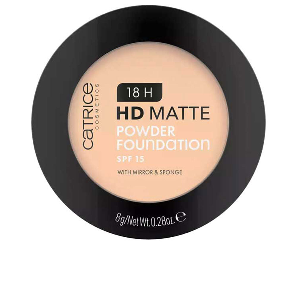 Compact pressed powder in pan with mirror and sponge, matte beige shade, 8 g