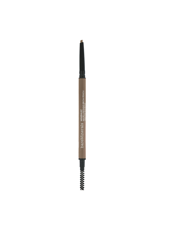 Retractable taupe brow pencil with micro tip and spoolie, Unisex brow tool