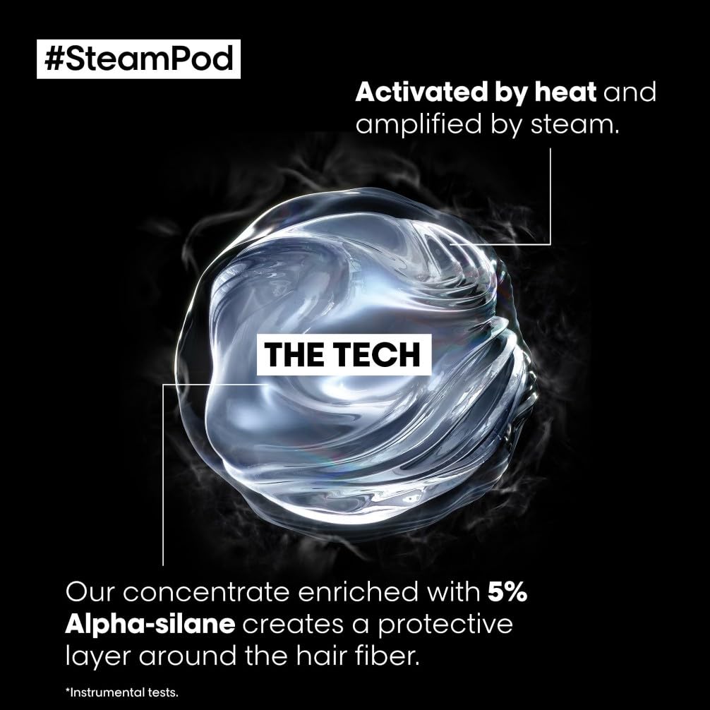 50 ml pump bottle of heat-activated hair protectant, steam-activated formula