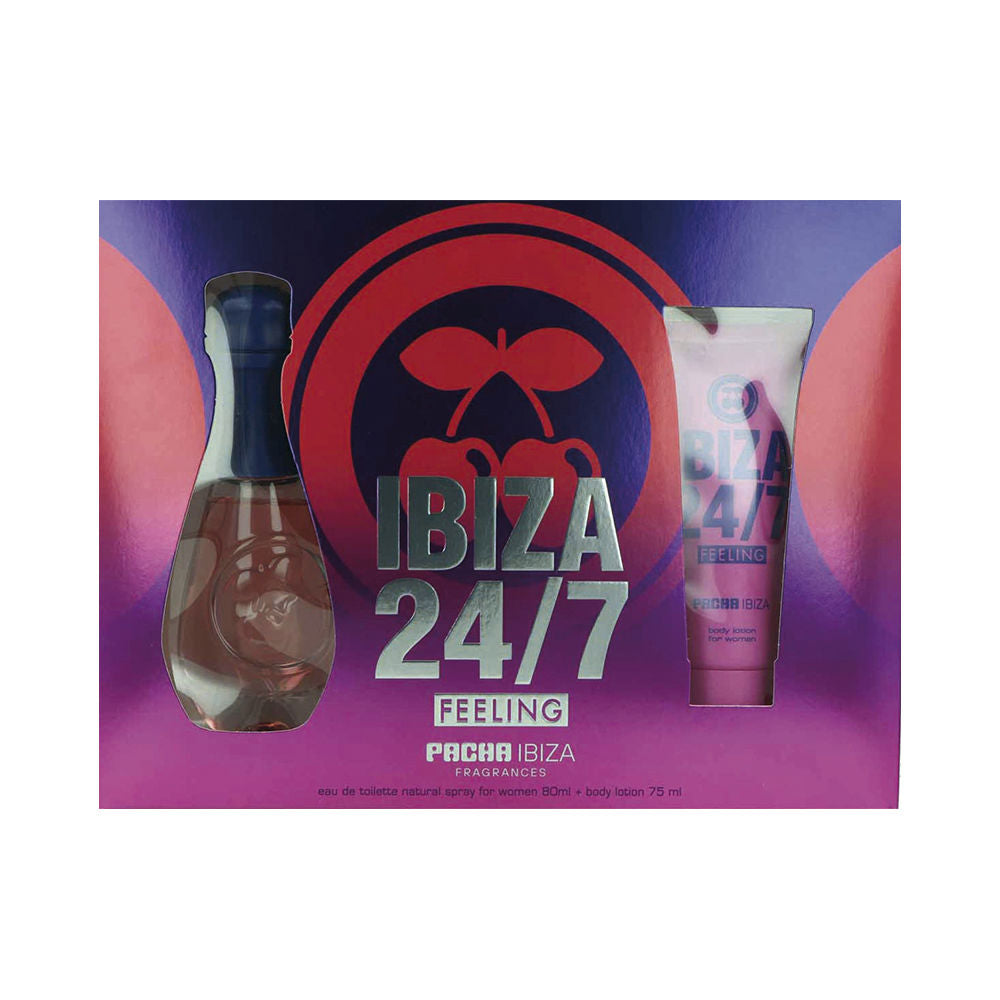 Fragrance set with bottle and matching body lotion, bergamot and tuberose notes