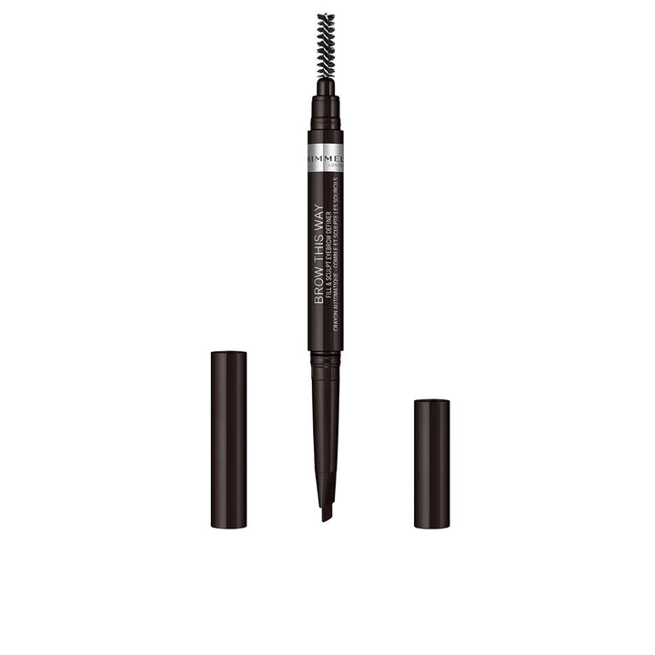 Slim soft black brow pencil with angled tip and spoolie, 0.25 g