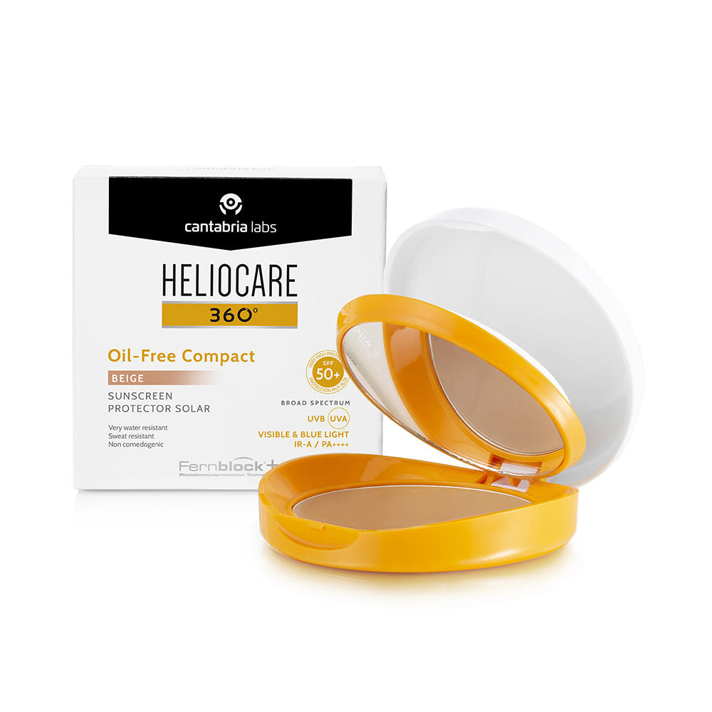 Compact tinted powder SPF50 with mirror and sponge, beige shade