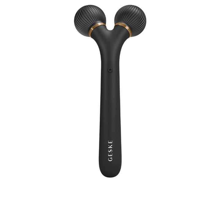 Matte black sonic 4‑in‑1 facial roller with interchangeable heads and app guidance