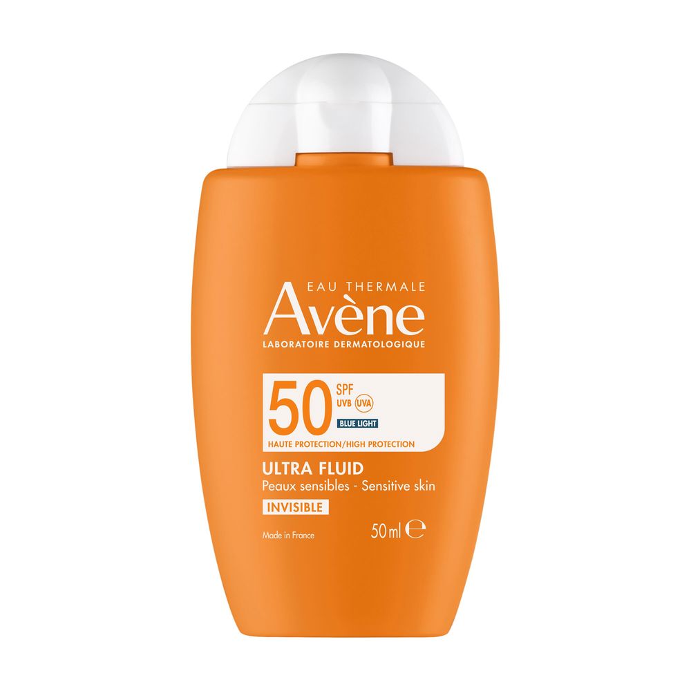 50 ml tube of ultra‑fluid SPF50 sunscreen with invisible, water‑like finish
