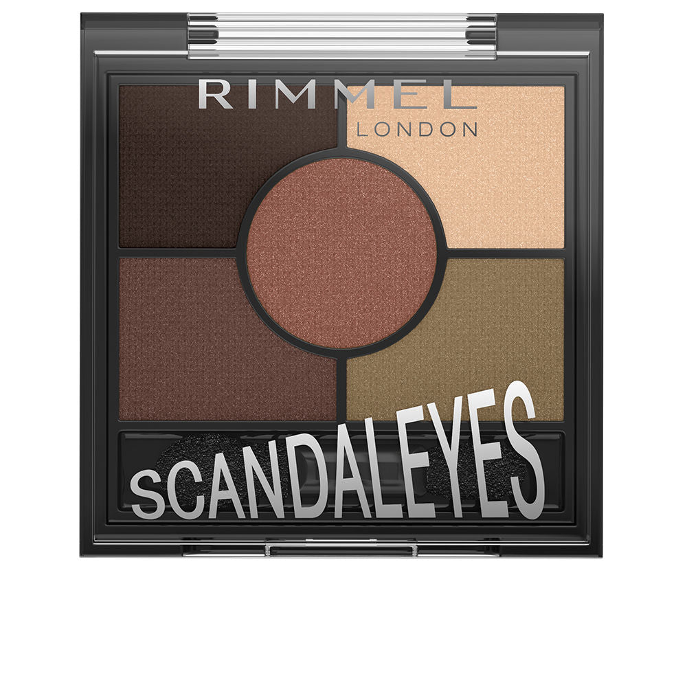 Rimmel Five-shade compact eyeshadow palette in warm browns and purples, satin and shimmer finishes