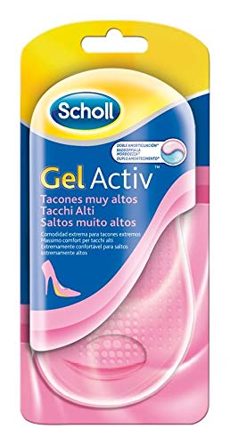 Scholl Clear gel forefoot insole with raised-dot texture, contoured arch support, small high-heel fit