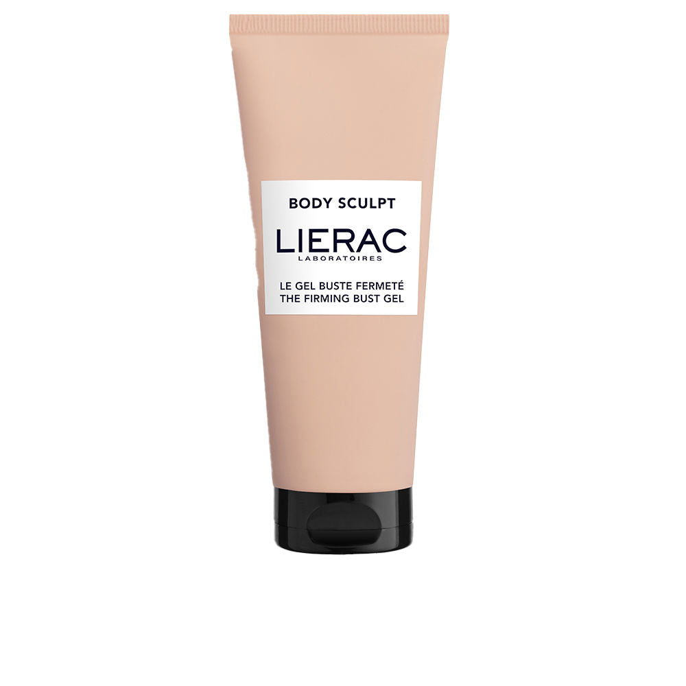 Lierac Minimalist beige, black and white plastic gel tube with flip-top cap, modern minimalist packaging
