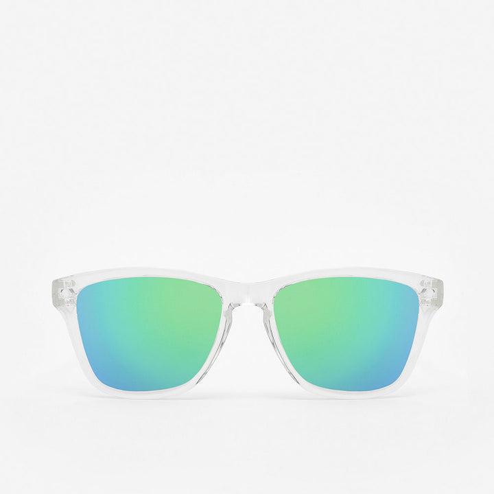 Transparent square nylon kids sunglasses, 47 mm lenses, 15 mm bridge, 130 mm temples