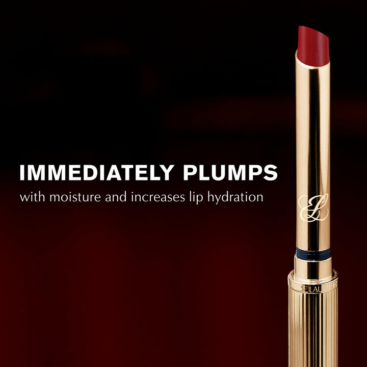 Estée Lauder Rose-gold capped lip gloss wand applying glossy vibrant pink color, expert-crafted finish