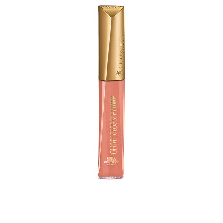 Clear peach-tinted lip gloss tube, 7 ml, glossy applicator