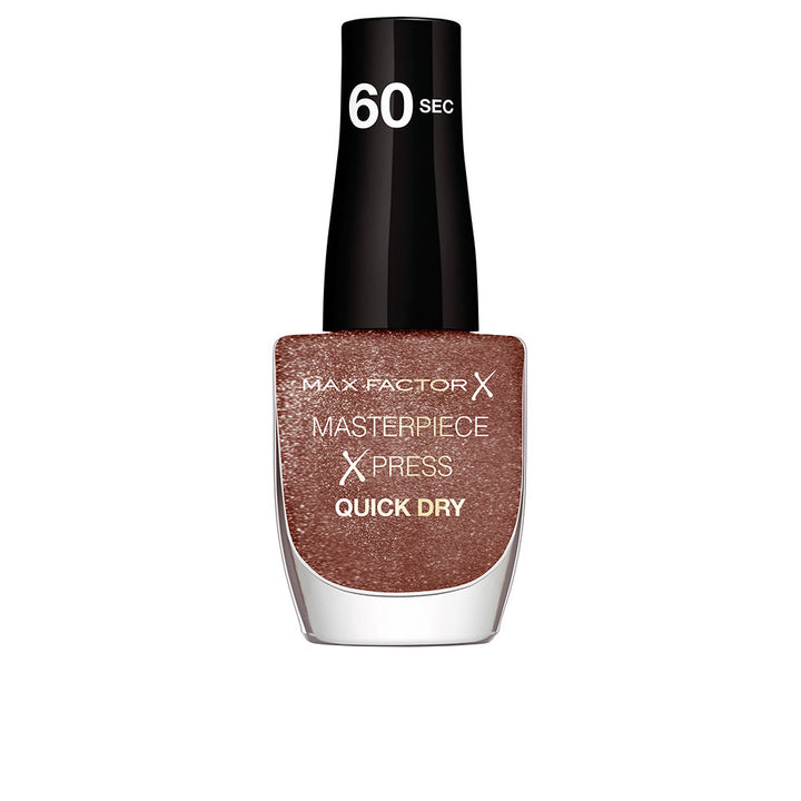 8 ml fast‑dry cream nail polish bottle, warm brown shade, glossy finish