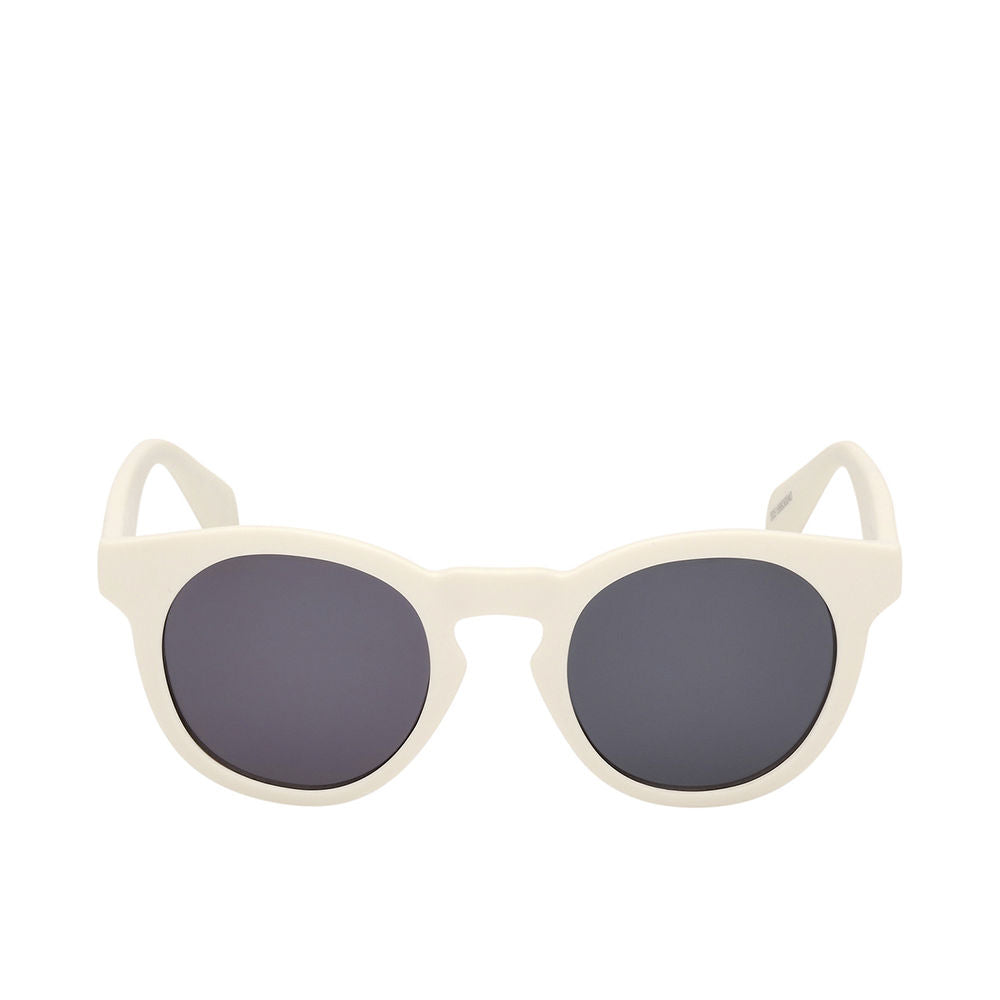 Marcolin round white plastic sunglasses with dark round lenses, thick frame and keyhole bridge