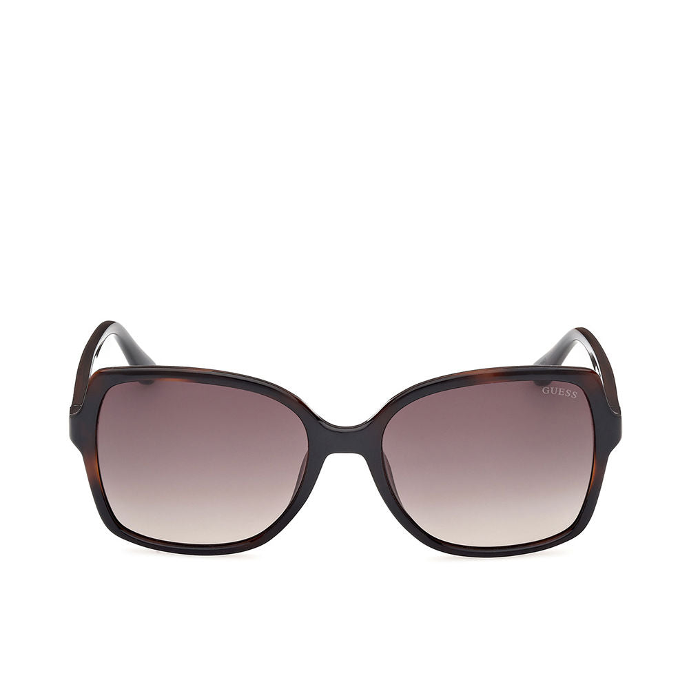 Guess Dark havana plastic square sunglasses with brown gradient lenses and visible brand logo on lens