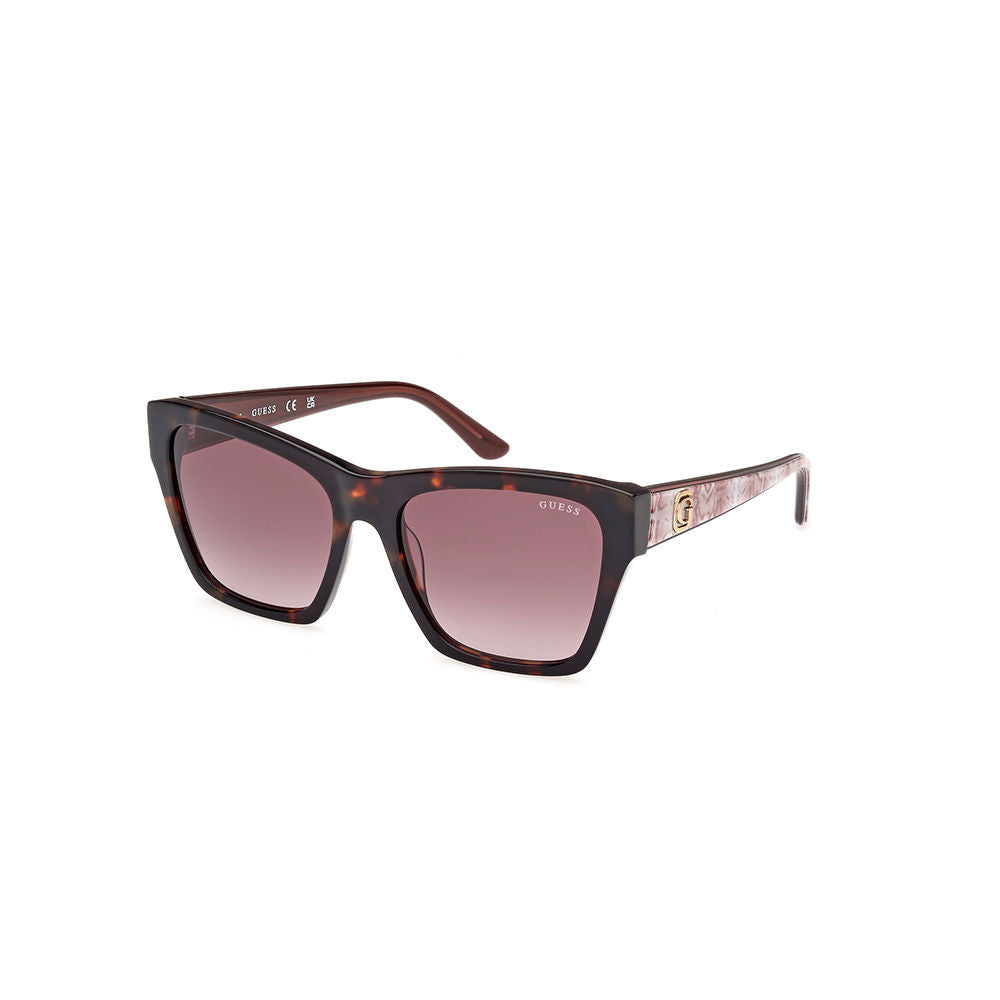 Guess Tortoise shell oversized square sunglasses in plastic with pinkish gradient lenses and decorative temple logo