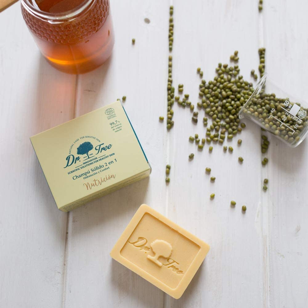Two solid shampoo bars and travel gel, argan oil and cocoa visuals, Unisex hair set