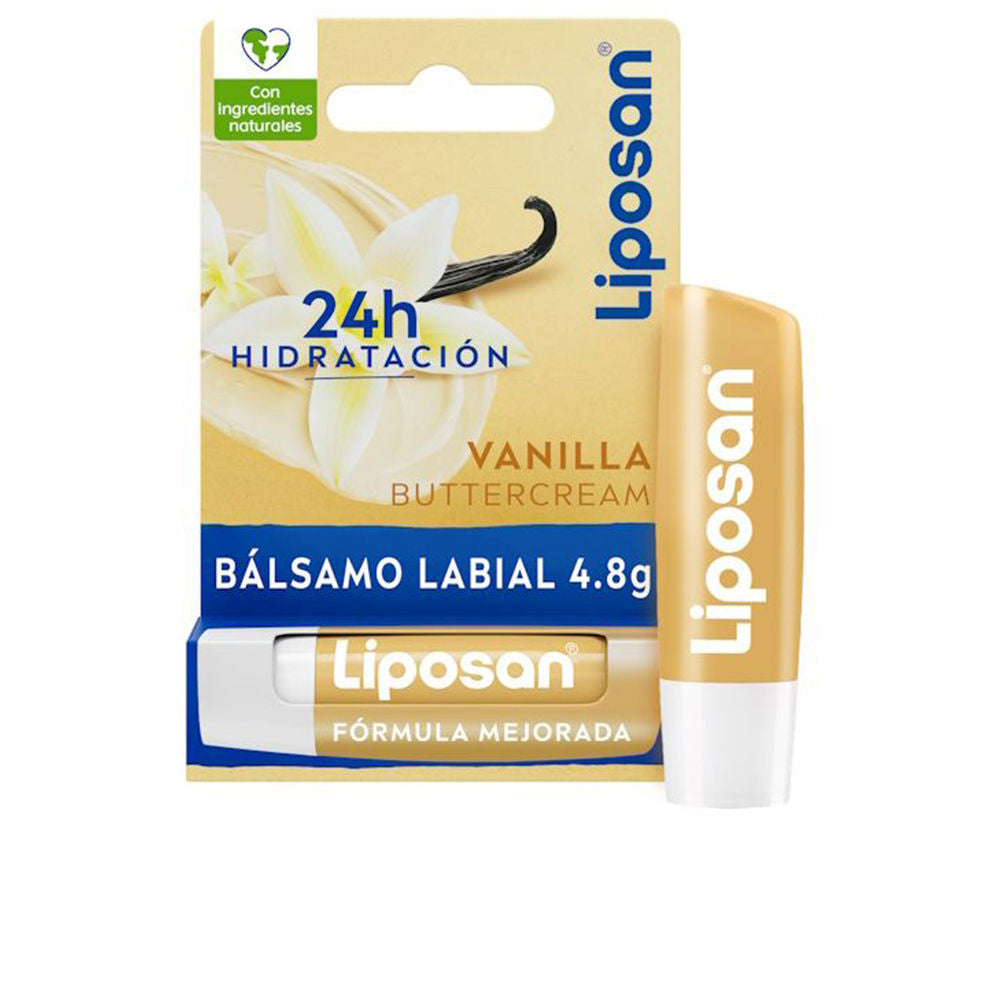 Liposan Vanilla Buttercream lip balm stick with a creamy vanilla scent