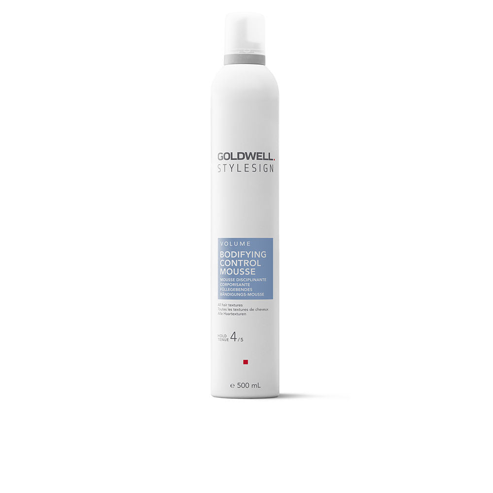 500 ml can of volumising hair mousse, light foam texture, unisex styling product