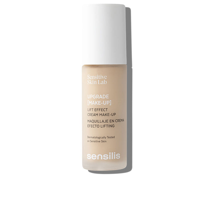 Bottle of Sensilis Upgrade Make Up foundation with creamy texture, radiant finish