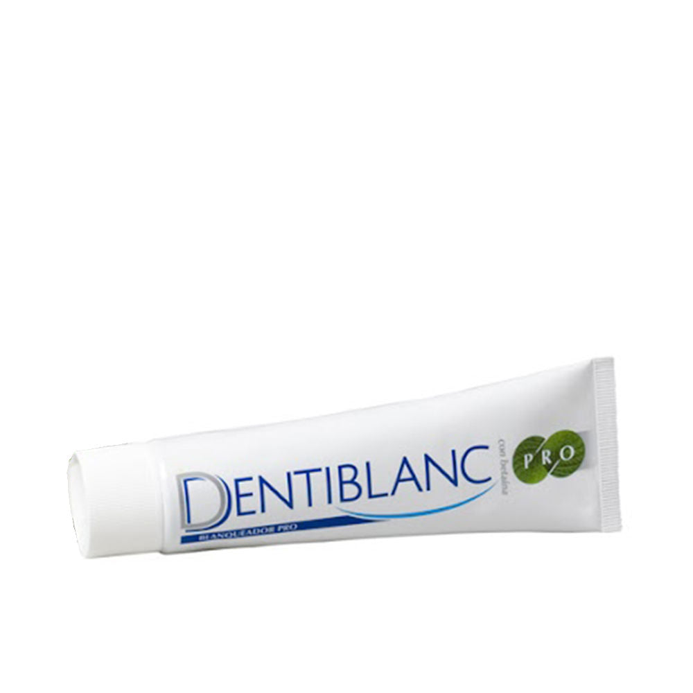 Tube of Dentiblanc Whitening PRO toothpaste with mint freshness, enamel care and whitening benefits