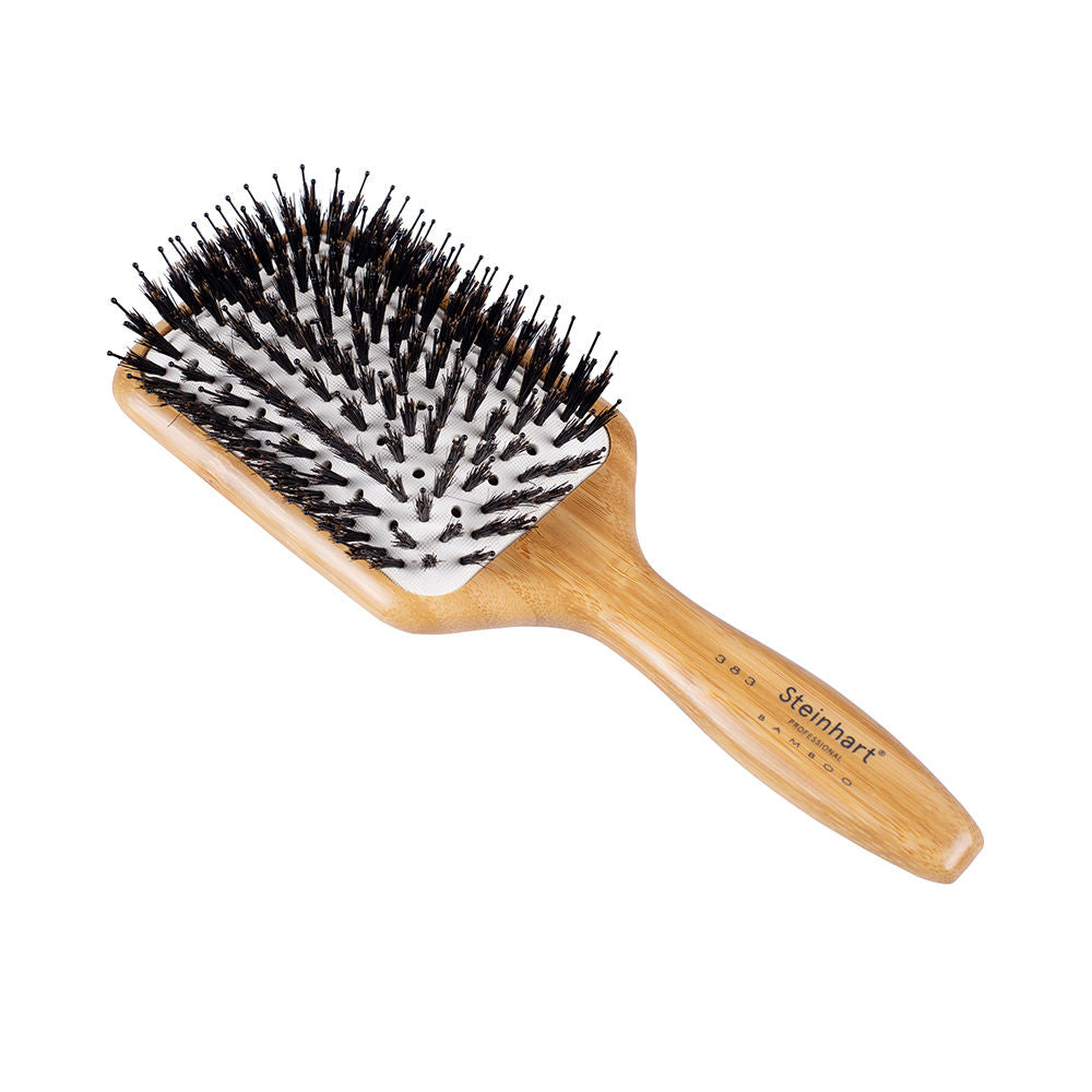 Bamboo ventilated cushion hairbrush with boar bristles and nylon pins, 85×250 mm, Unisex