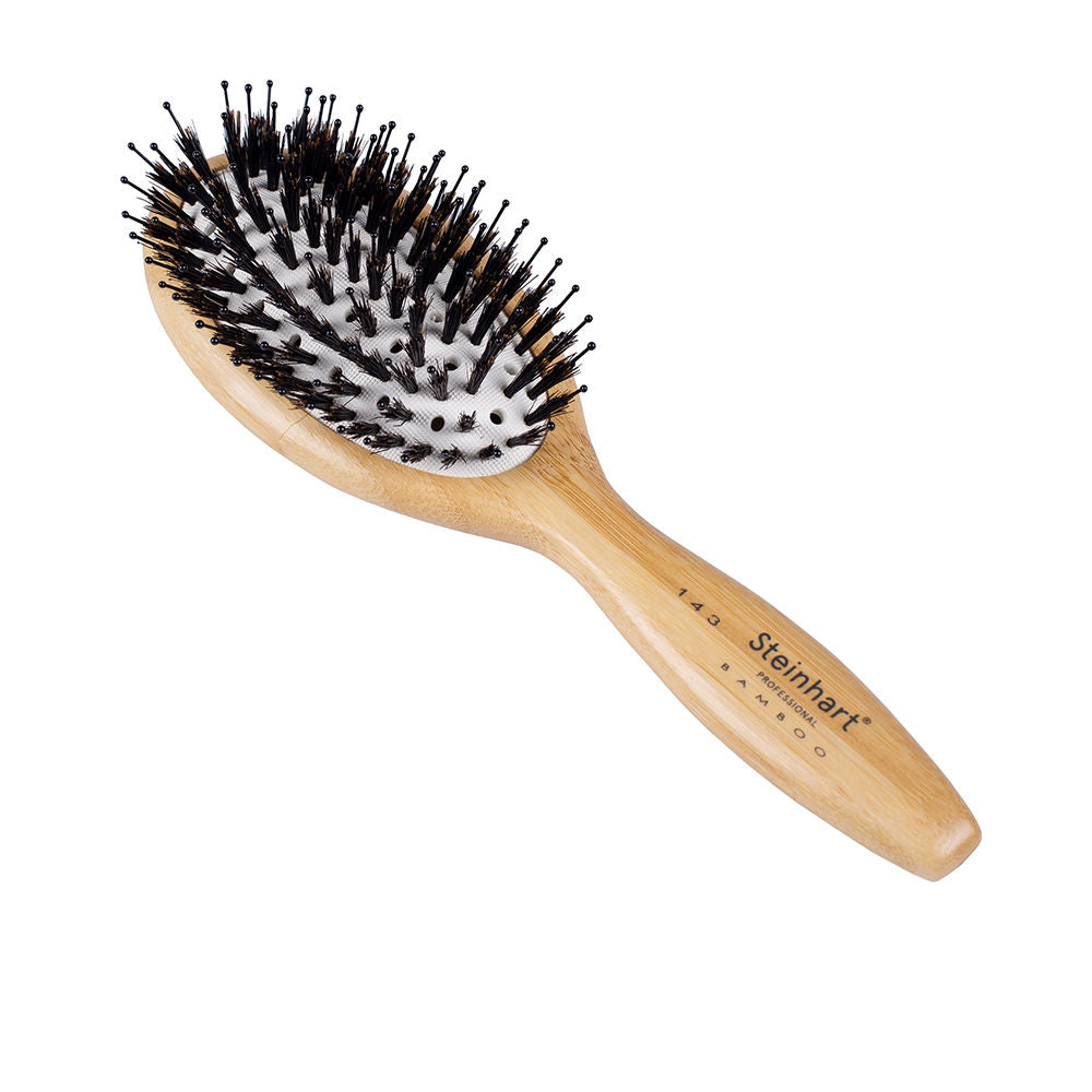 Bamboo vent cushion hairbrush with boar bristles and nylon pins, 65×225 mm