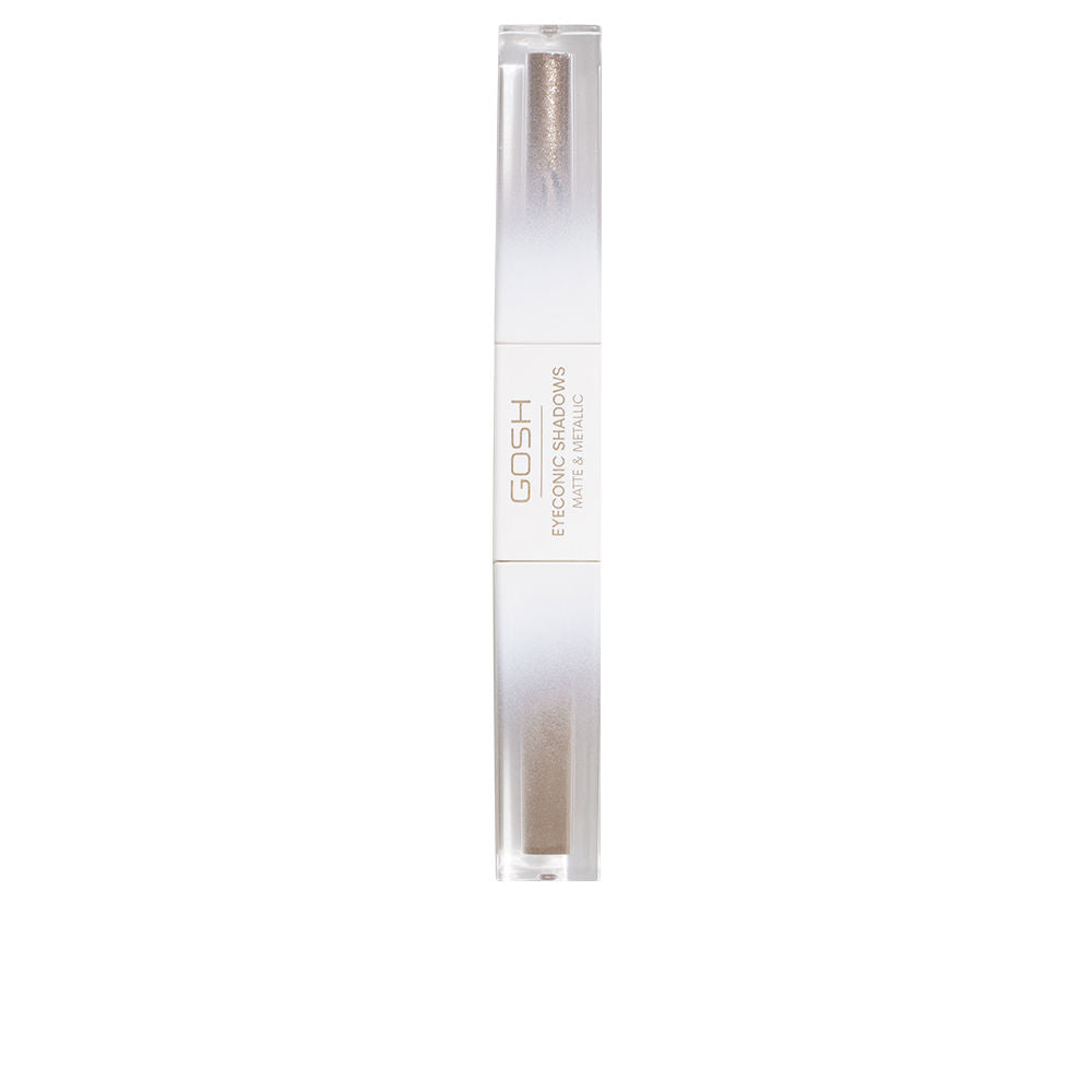 Small 2 ml bottle of brown liquid eye shadow with applicator, satin-matte finish