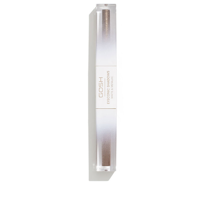 Small 2 ml tube of metallic brown liquid eyeshadow, glossy finish
