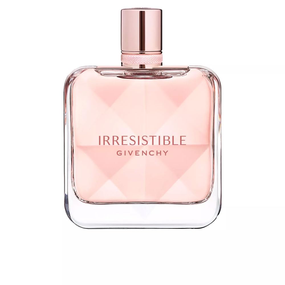 Faceted clear 100 ml refillable perfume bottle with pale pink ribbon