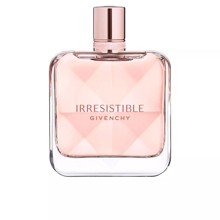 Faceted clear 100 ml refillable perfume bottle with pale pink ribbon