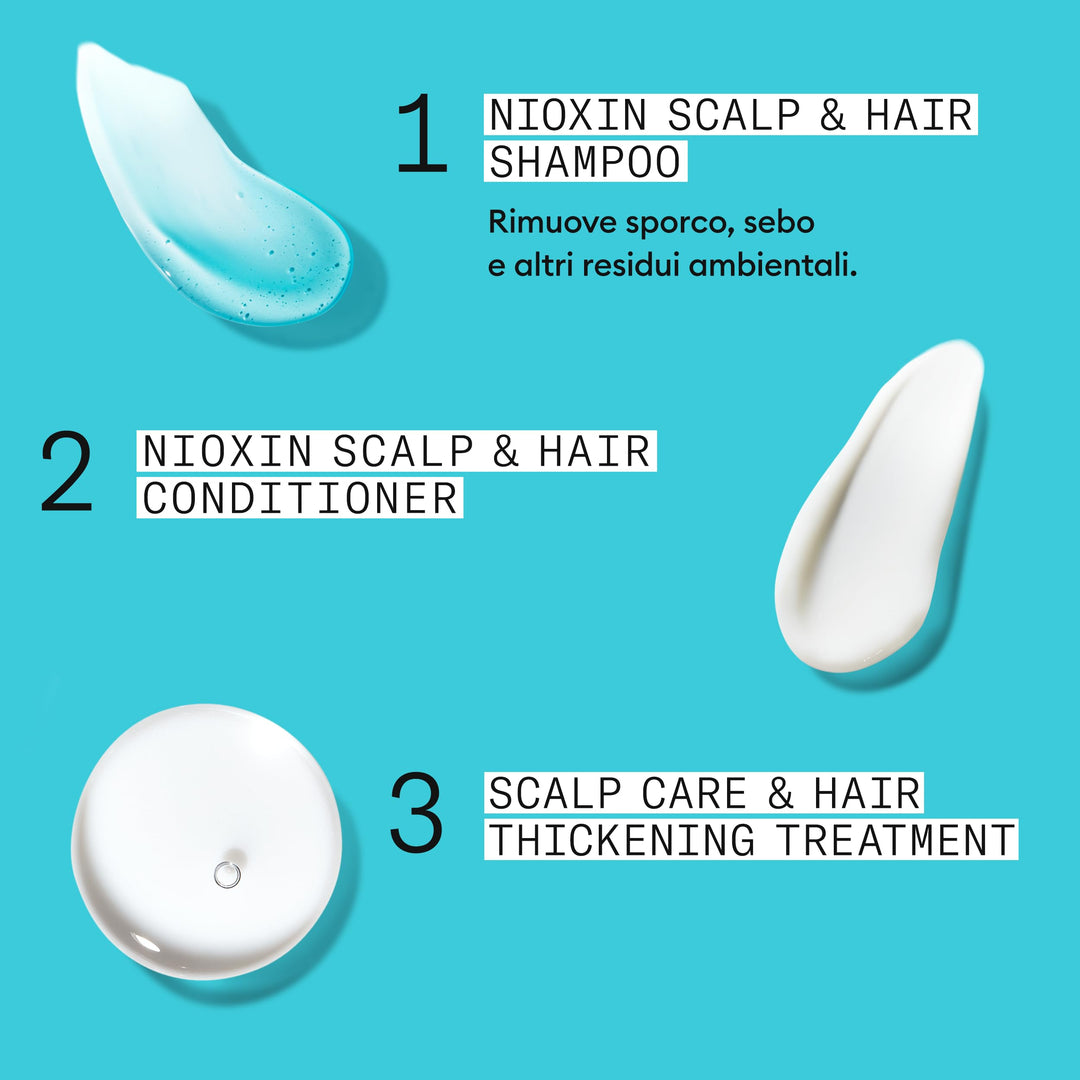 Three hair care bottles: clarifying shampoo, conditioner and leave-in treatment, Unisex kit