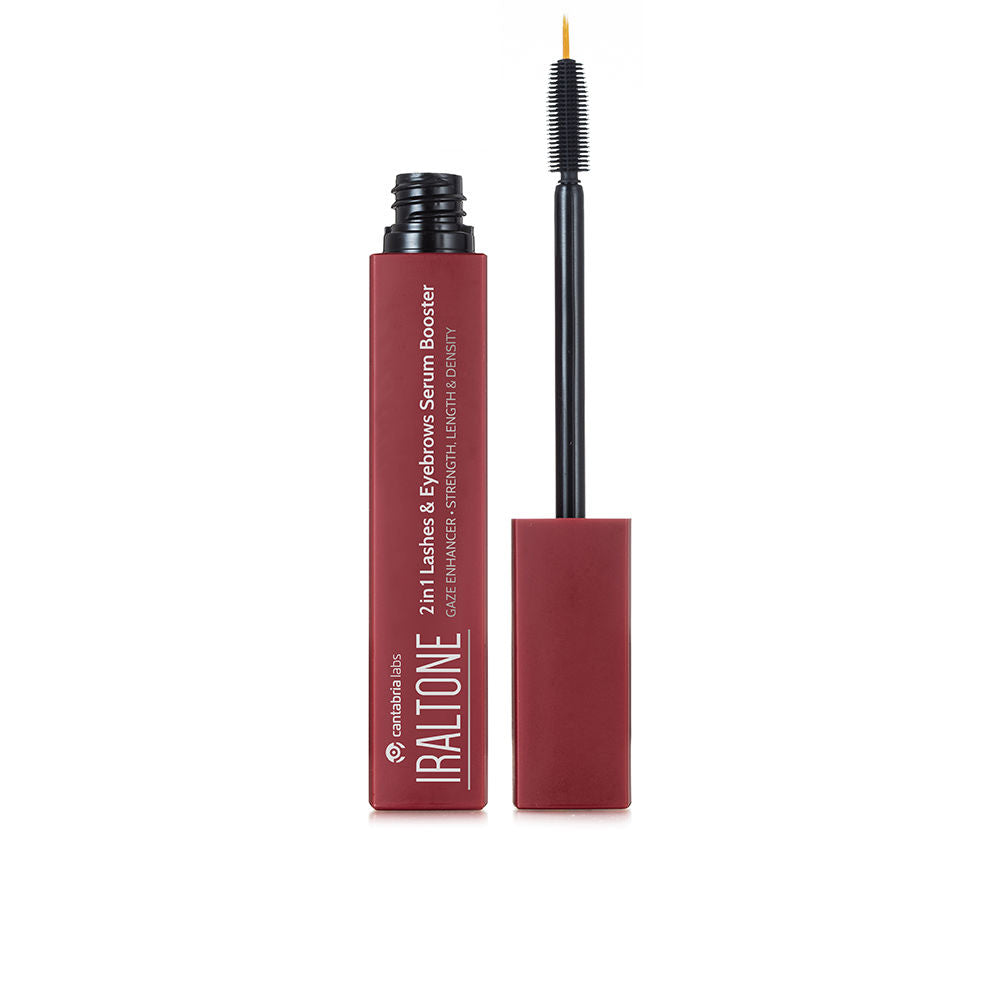 Iraltone Dark red rectangular plastic serum tube with brush applicator, sleek minimalist packaging