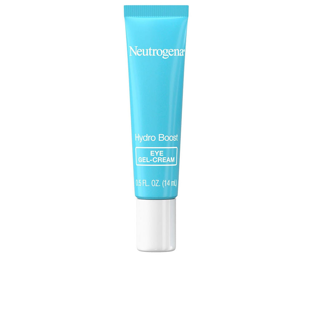Blue and white plastic tube eye gel-cream with screw cap, minimalist design, Neutrogena branding visible