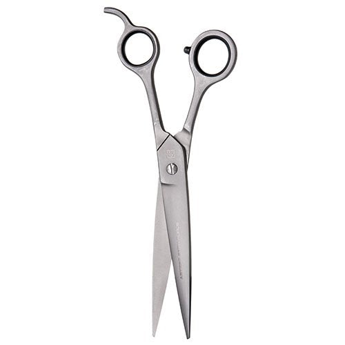 Wide-blade stainless-steel salon scissors with silicone finger thimbles, Unisex