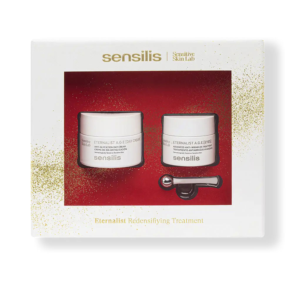 Jar of Sensilis Eternalist Age Day Cream on neutral surface, elegant packaging