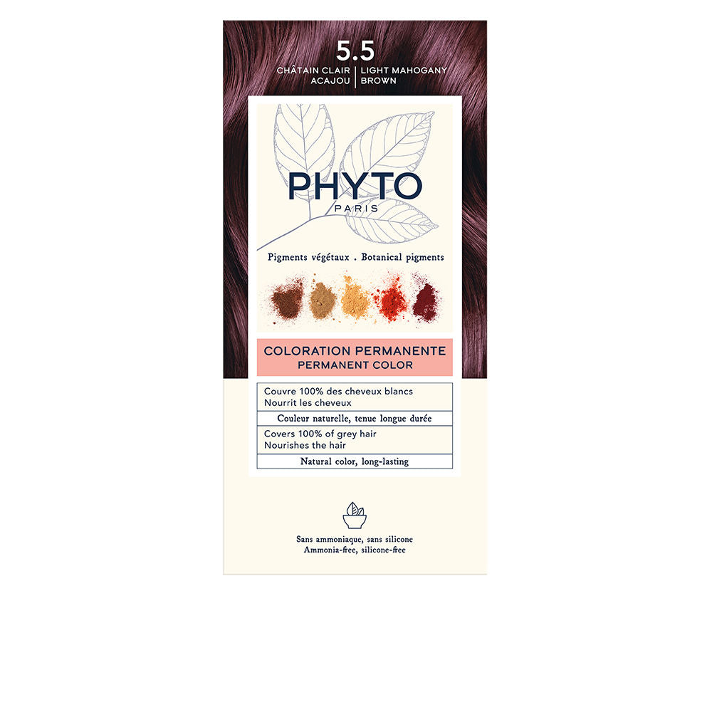 Tube of 5.5 mahogany cream hair colour, gel-cream texture, 4-unit pack