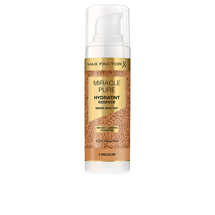 30 ml pump bottle of tinted hydrating serum, medium shade, bakuchiol formula