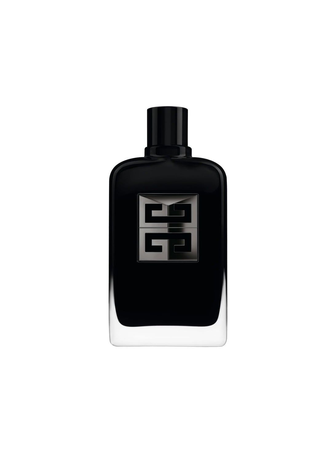 Lacquered black 200 ml perfume bottle with bronze 4G emblem, woody spicy notes