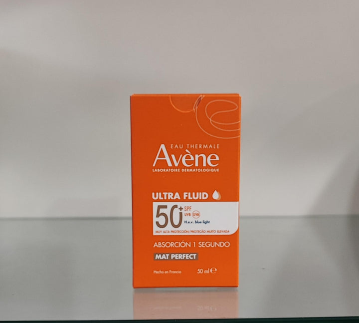 50 ml sheer, water‑like SPF50+ fluid sunscreen in a matte tube