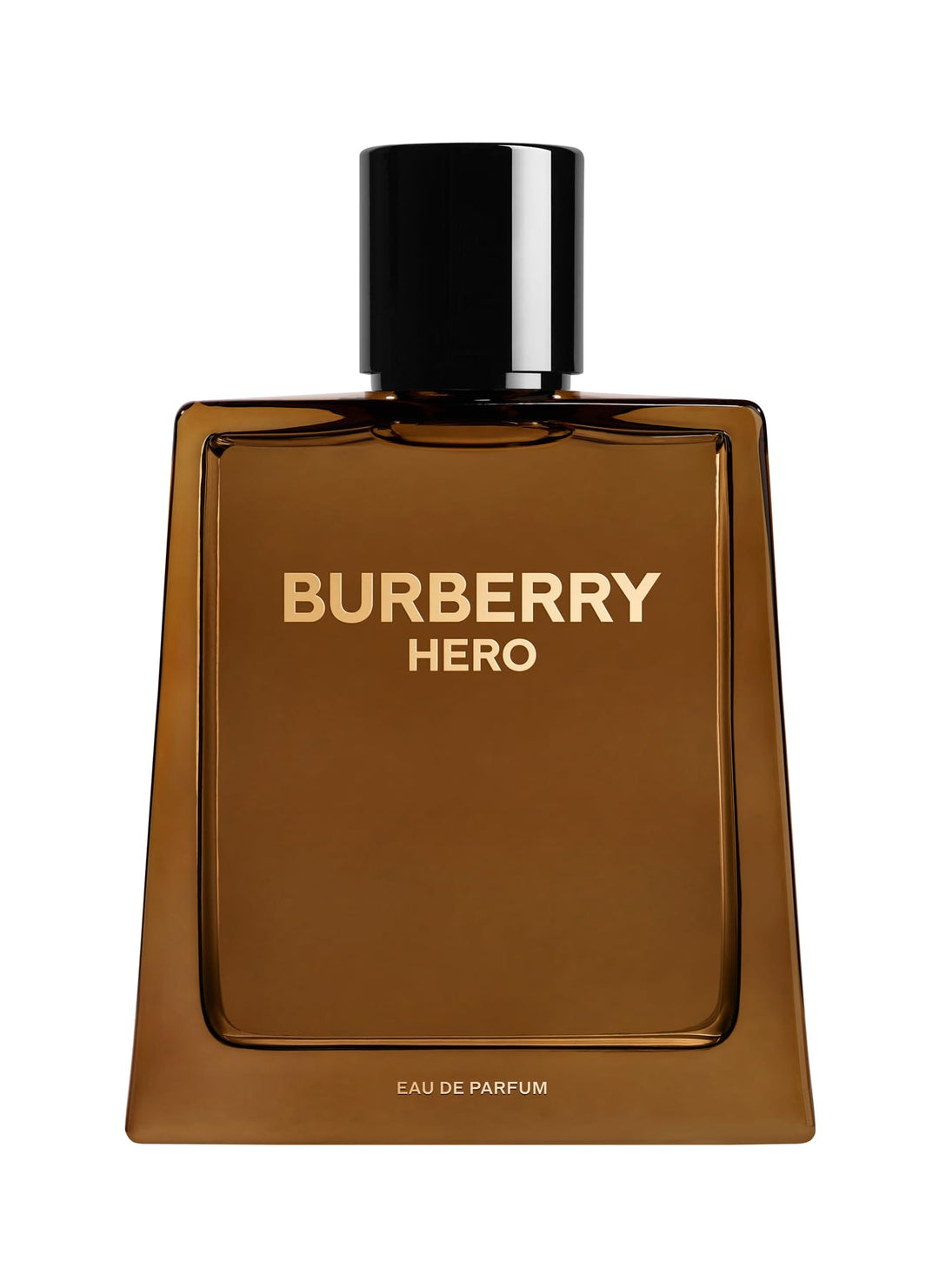 Burberry Hero Eau de Parfum bottle in dark oak with gold TB monogram