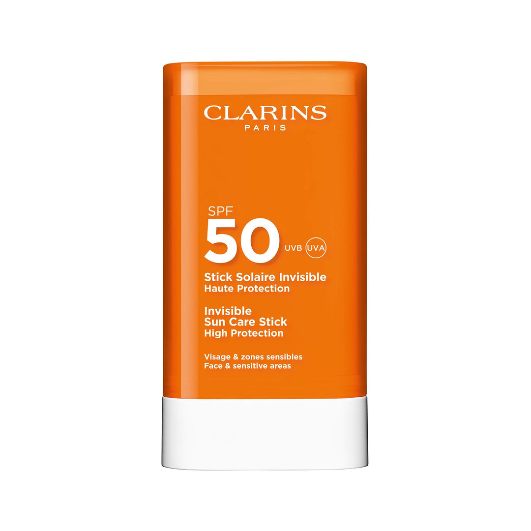 Clarins Slim sunscreen stick with velvety invisible finish, compact cylindrical tube for precise application