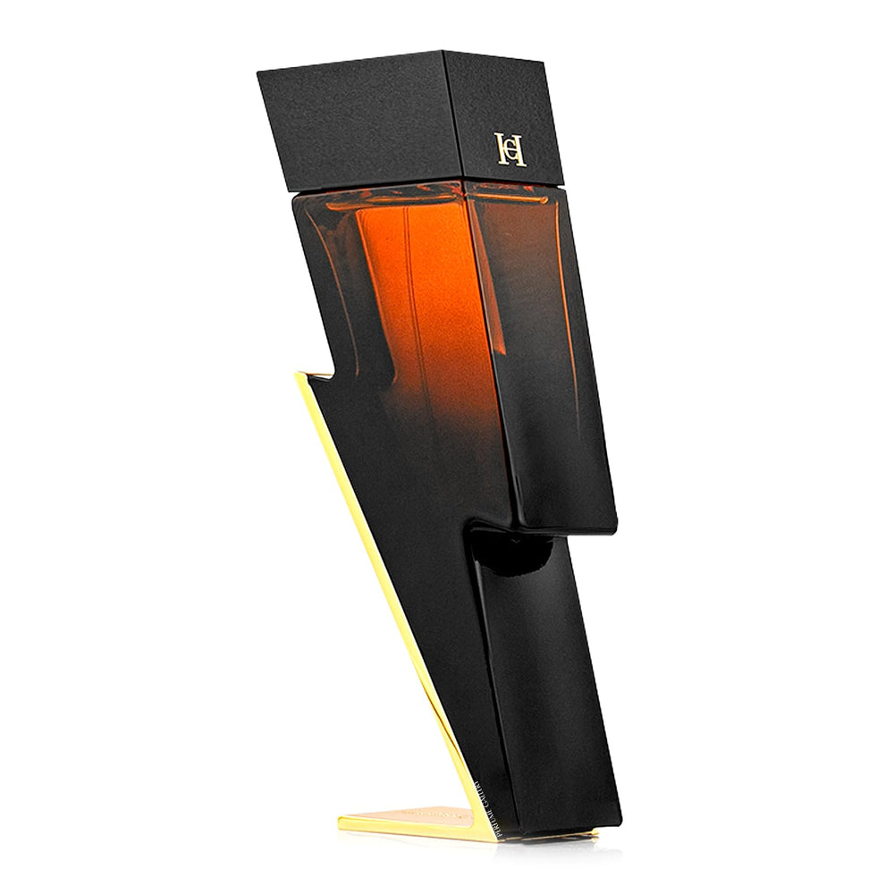 Carolina Herrera Bad Boy Elixir brown lightning bolt bottle with warm leather fragrance