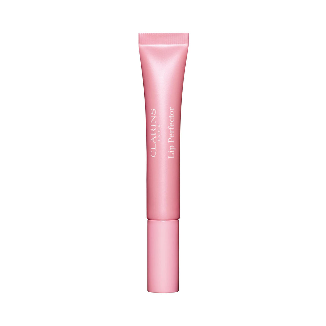 12 ml sheer soft pink lip gloss tube; velvety finish, translucent shine