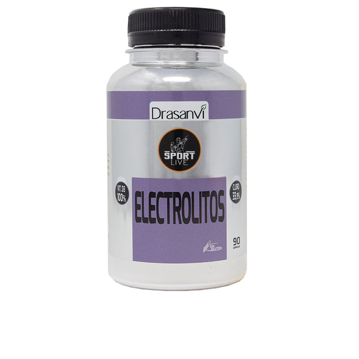 Drasanvi Plastic dietary supplement bottle with black screw cap, purple label, silver accents, logo, nutrition icons