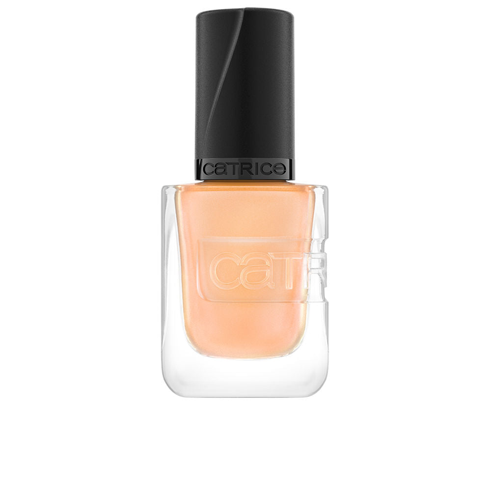 Creamy peach gel‑finish nail polish bottle, 10.5 ml, high‑gloss