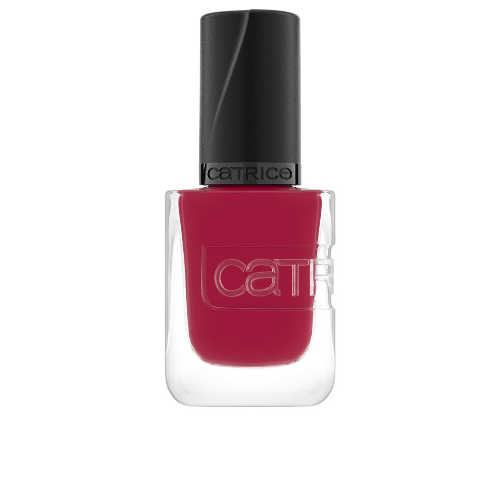 Bottle of raspberry gel-effect nail polish, glossy finish, 10.5 ml