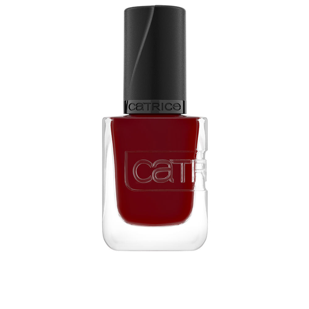 Bottle of deep garnet, glossy gel-effect nail polish, 10.5 ml